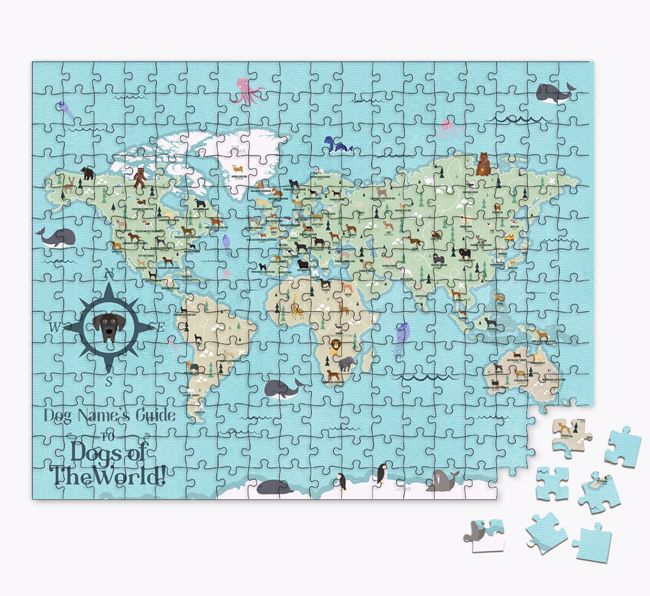 Dogs Of The World Map: Personalized {breedFullName} Jigsaw